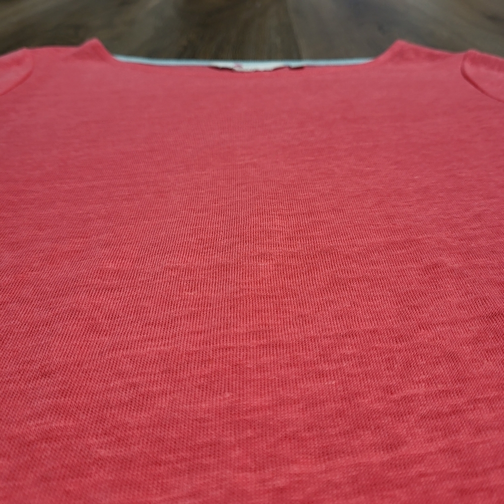 Boden linen 3/4 sleeve ruffle bottom bell sleeve top blouse size small boat neck - Picture 3 of 11